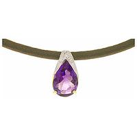 Amethyst Snowcap Leather Pendant Necklace 6.0ct in 9ct White Gold