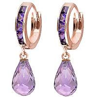 Amethyst Droplet Huggie Earrings 5.35ctw in 9ct Rose Gold