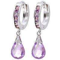 Amethyst Droplet Huggie Earrings 6.85ctw in 9ct White Gold