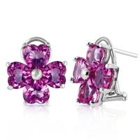 Amethyst Flower Heart Stud Earrings 6.5ctw in 9ct White Gold