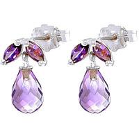 Amethyst Snowdrop Briolette Stud Earrings 3.4ctw in 9ct White Gold