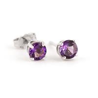 Amethyst Stud Earrings 0.95ctw in 9ct White Gold