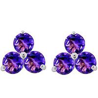 Amethyst Trinity Stud Earrings 1.5ctw in 9ct White Gold