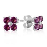 Amethyst Clover Stud Earrings 1.15ctw in 9ct White Gold