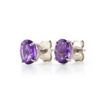 Amethyst Stud Earrings 1.8ctw in 9ct White Gold