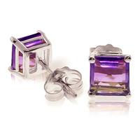 Amethyst Stud Earrings 1.75ctw in 9ct White Gold