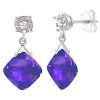 Amethyst and Diamond Deflection Stud Earrings 17.5ctw in 9ct White Gold