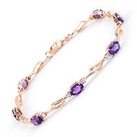 Amethyst and Diamond Classic Tennis Bracelet 2.95ctw in 9ct Rose Gold