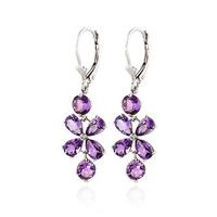 Amethyst Blossom Drop Earrings 5.32ctw in 9ct White Gold