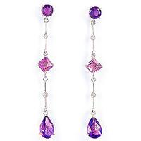 Amethyst and Diamond Palermo Drop Earrings 6.0ctw in 9ct White Gold