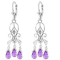 Amethyst and Diamond Baroque Drop Earrings 4.8ctw in 9ct White Gold