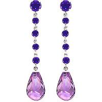 Amethyst by the Yard Drop Earrings 23.0ctw in 9ct White Gold