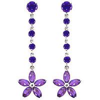 Amethyst Daisy Chain Drop Earrings 4.8ctw in 9ct White Gold