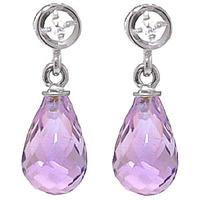 amethyst and diamond droplet earrings 27ctw in 9ct white gold