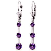 Amethyst Bar Drop Earrings 2.5ctw in 9ct White Gold