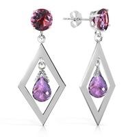 Amethyst Kite Drop Earrings 2.4ctw in 9ct White Gold