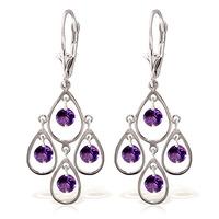 Amethyst Quadruplo Milan Drop Earrings 2.4ctw in 9ct White Gold