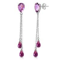 Amethyst Droplet Earrings 7.5ctw in 9ct White Gold