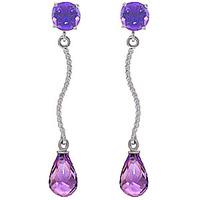 Amethyst Lure Drop Earrings 4.3ctw in 9ct White Gold