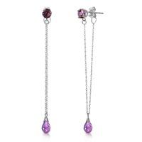 Amethyst Monte Carlo Drop Earrings 3.15ctw in 9ct White Gold