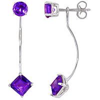 Amethyst Lure Drop Earrings 4.15ctw in 9ct White Gold