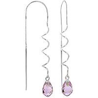 Amethyst Spiral Scintilla Briolette Earrings 3.3ctw in 9ct White Gold