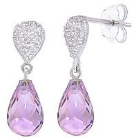 Amethyst and Diamond Droplet Earrings 4.5ctw in 9ct White Gold