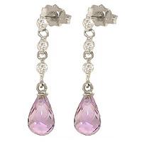 Amethyst and Diamond Chain Droplet Earrings 3.0ctw in 9ct White Gold