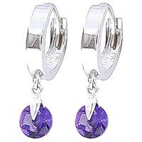 Amethyst Huggie Drop Earrings 1.5ctw in 9ct White Gold