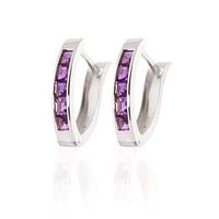 Amethyst Acute Huggie Earrings 0.85ctw in 9ct White Gold