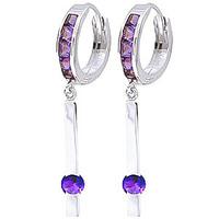 Amethyst Bar Drop Earrings 1.35ctw in 9ct White Gold