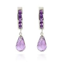 Amethyst Droplet Huggie Earrings 5.35ctw in 9ct White Gold