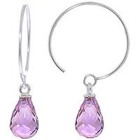 Amethyst Eclipse Briolette Circle Wire Earrings 1.35ctw in 9ct White Gold