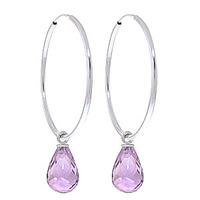 amethyst briolette earrings 45ctw in 9ct white gold