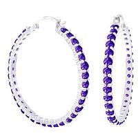 Amethyst Metro Hoop Earrings 6.0ctw in 9ct White Gold