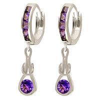 Amethyst Loop Knot Huggie Earrings 0.85ctw in 9ct White Gold