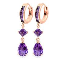 Amethyst Droplet Huggie Earrings 5.62ctw in 9ct Rose Gold