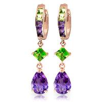 amethyst and peridot huggie earrings 537ctw in 9ct rose gold