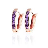 Amethyst Acute Huggie Earrings 0.85ctw in 9ct Rose Gold