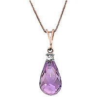 Amethyst and Diamond Pendant Necklace 2.25ct in 9ct Rose Gold