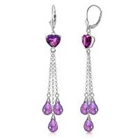 Amethyst Vestige Heart Drop Earrings 9.5ctw in 9ct White Gold