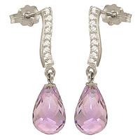 Amethyst and Diamond Droplet Earrings 4.5ctw in 9ct White Gold