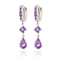 Amethyst Droplet Huggie Earrings 5.62ctw in 9ct White Gold