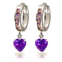 Amethyst Huggie Earrings 4.1ctw in 9ct White Gold