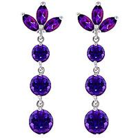 Amethyst Petal Earrings 8.7ctw in 9ct White Gold