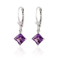 Amethyst Drop Earrings 3.2ctw in 9ct White Gold