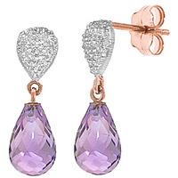 Amethyst and Diamond Droplet Earrings 4.5ctw in 9ct Rose Gold