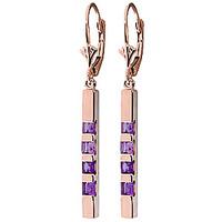 Amethyst Bar Drop Earrings 0.7ctw in 9ct Rose Gold