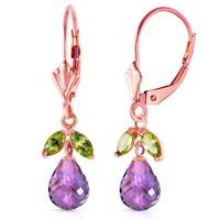 amethyst and peridot snowdrop earrings 34ctw in 9ct rose gold