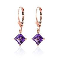 Amethyst Drop Earrings 3.2ctw in 9ct Rose Gold